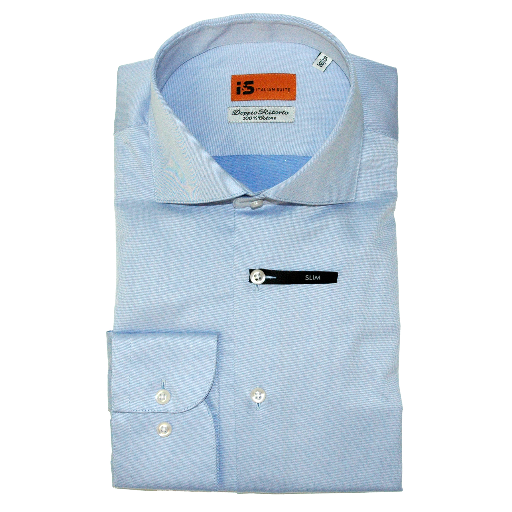 Chemise business bleu ciel col italien