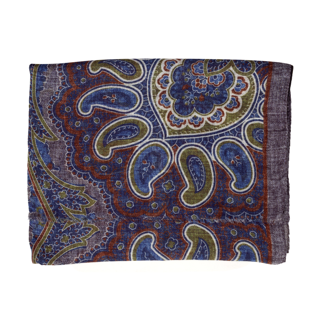 Écharpe bleue à motif paisley